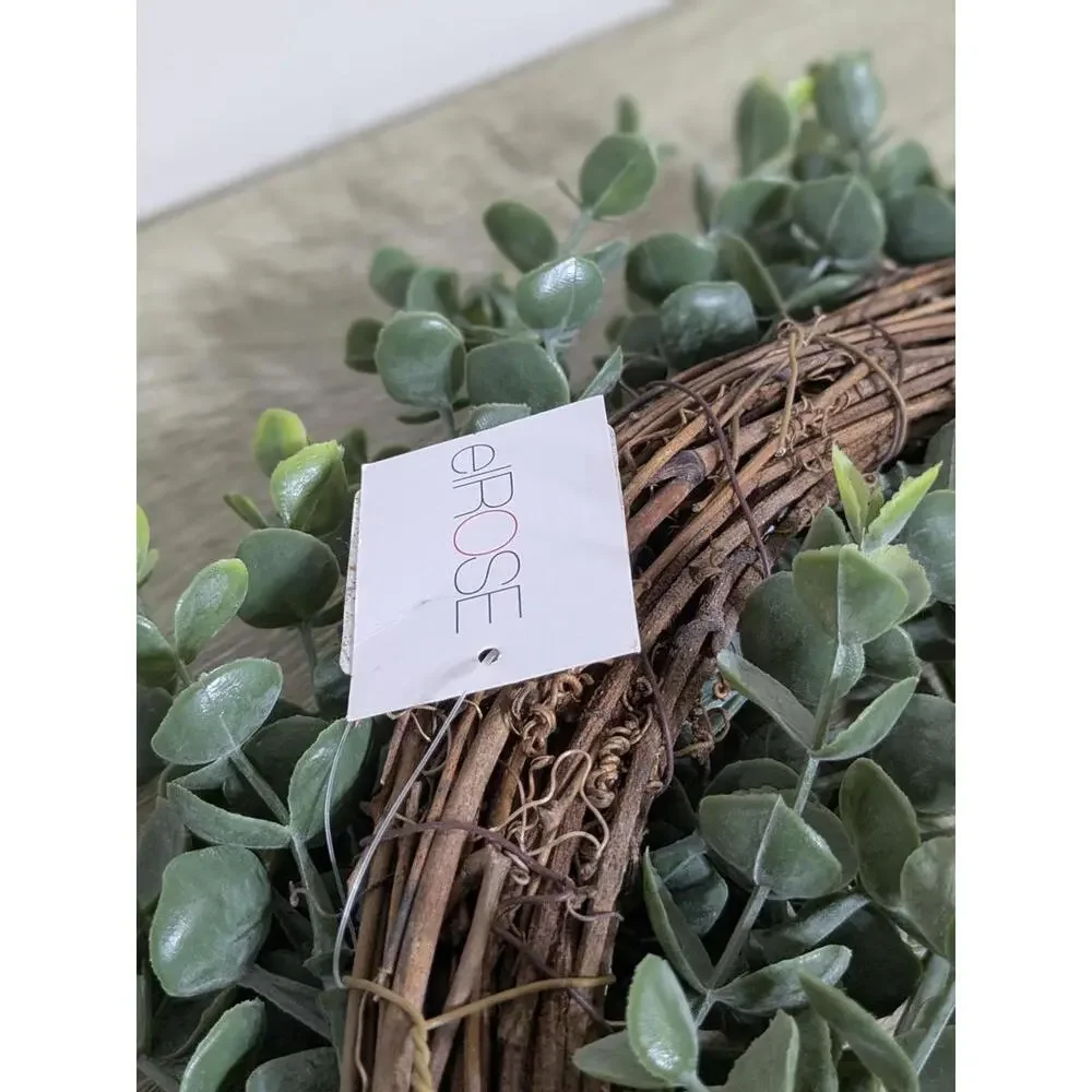 elROSE Faux Eucalyptus Grapevine Wreath